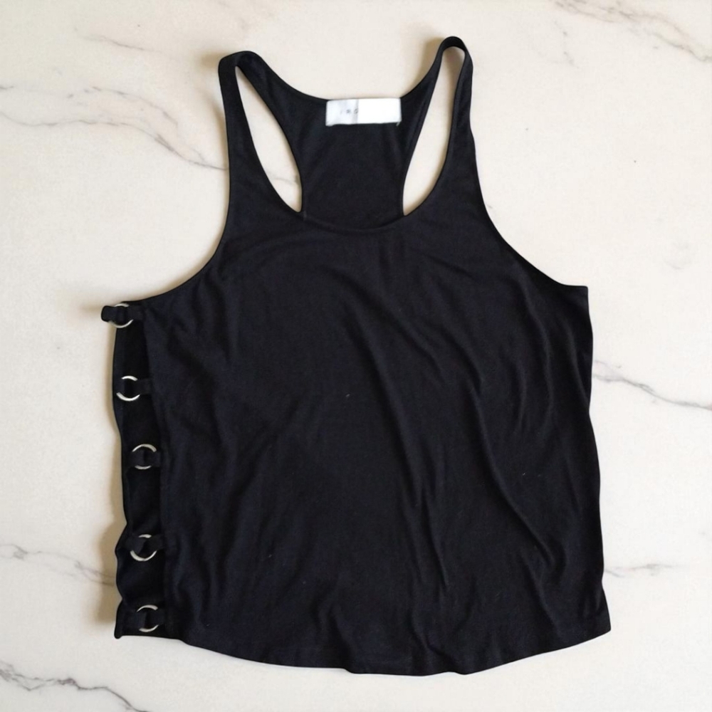 IRO Black Asymmetrical Cut Out Tank Top